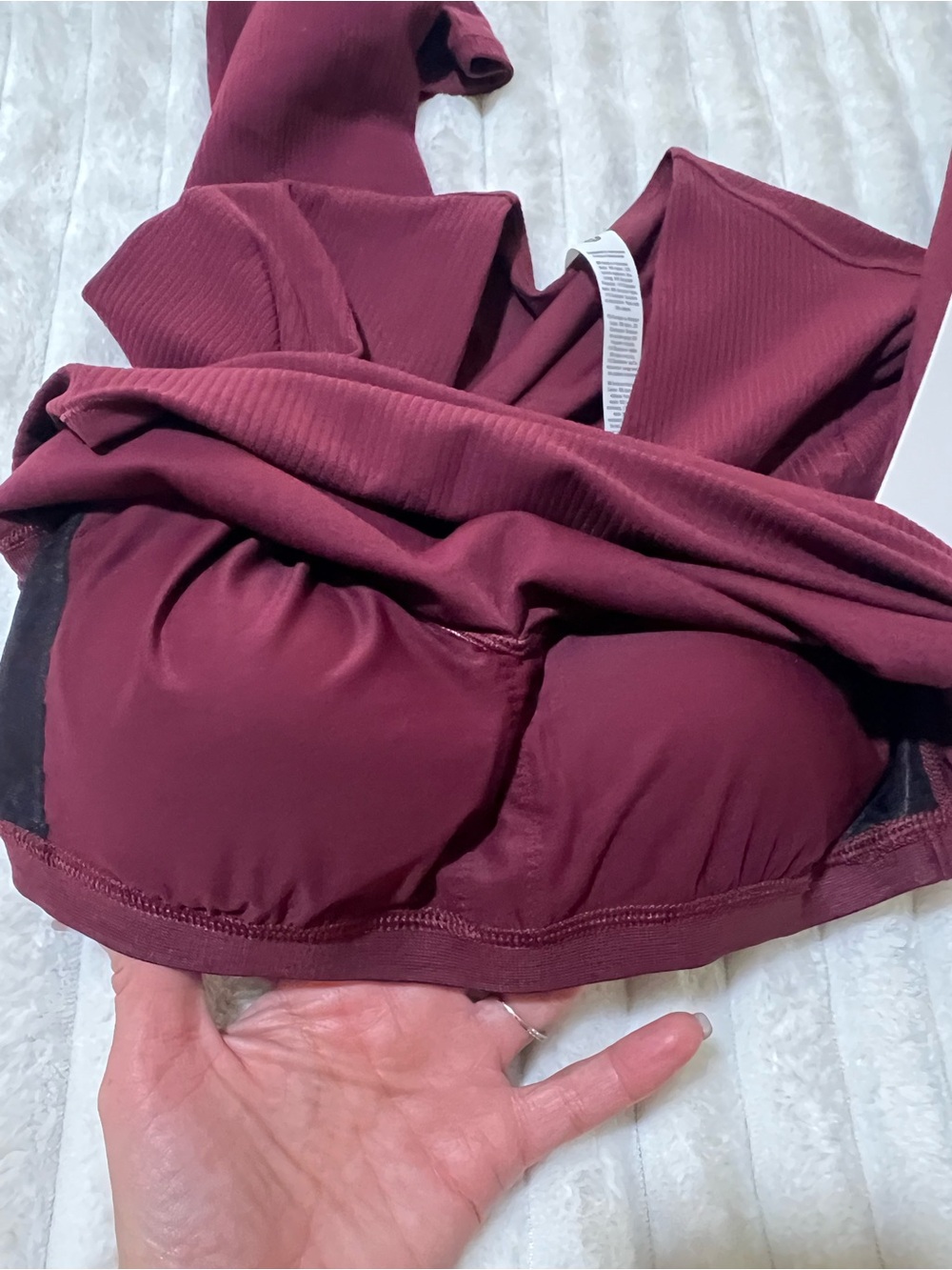 Lululemon All It Takes V-Neck Long Sleeve Ribbed Nulu Top Size 6 Burgundy NWT - Picture 6 of 6